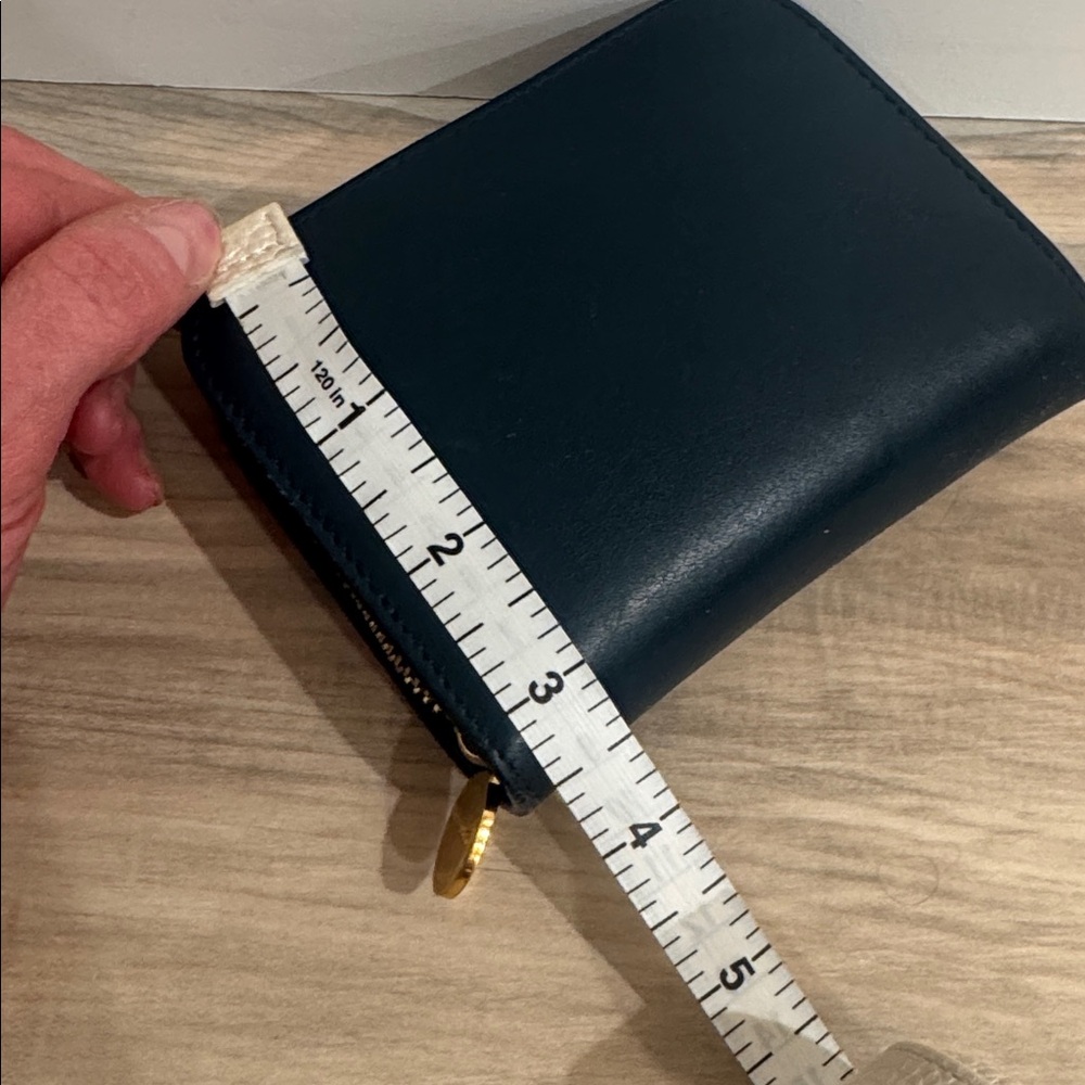 Authentic Tiffany & Co. Navy Leather Zipper Wallet with Gold Accents - Picture 9 of 9